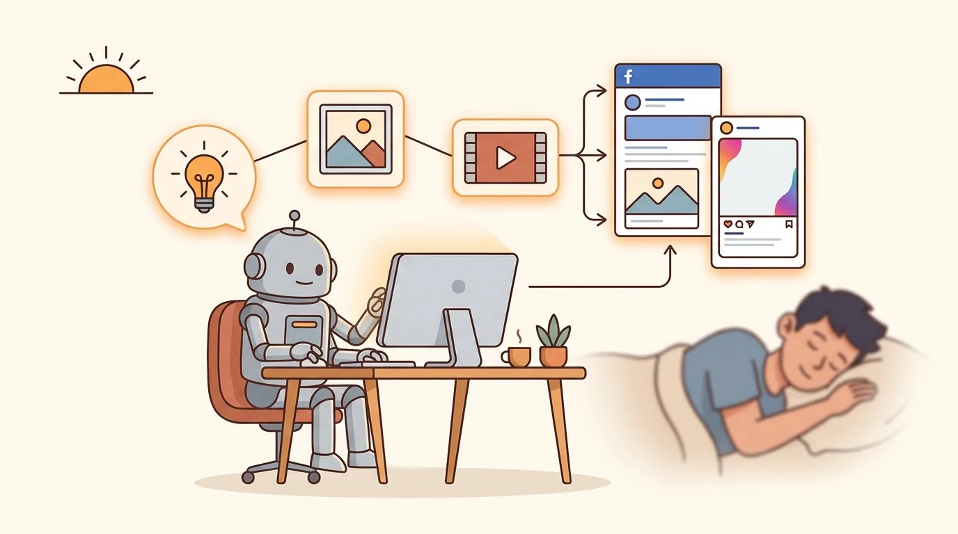Một con bot tự nghĩ ý tưởng, làm ảnh, dựng clip rồi đăng lên Facebook và Instagram vào buổi sáng