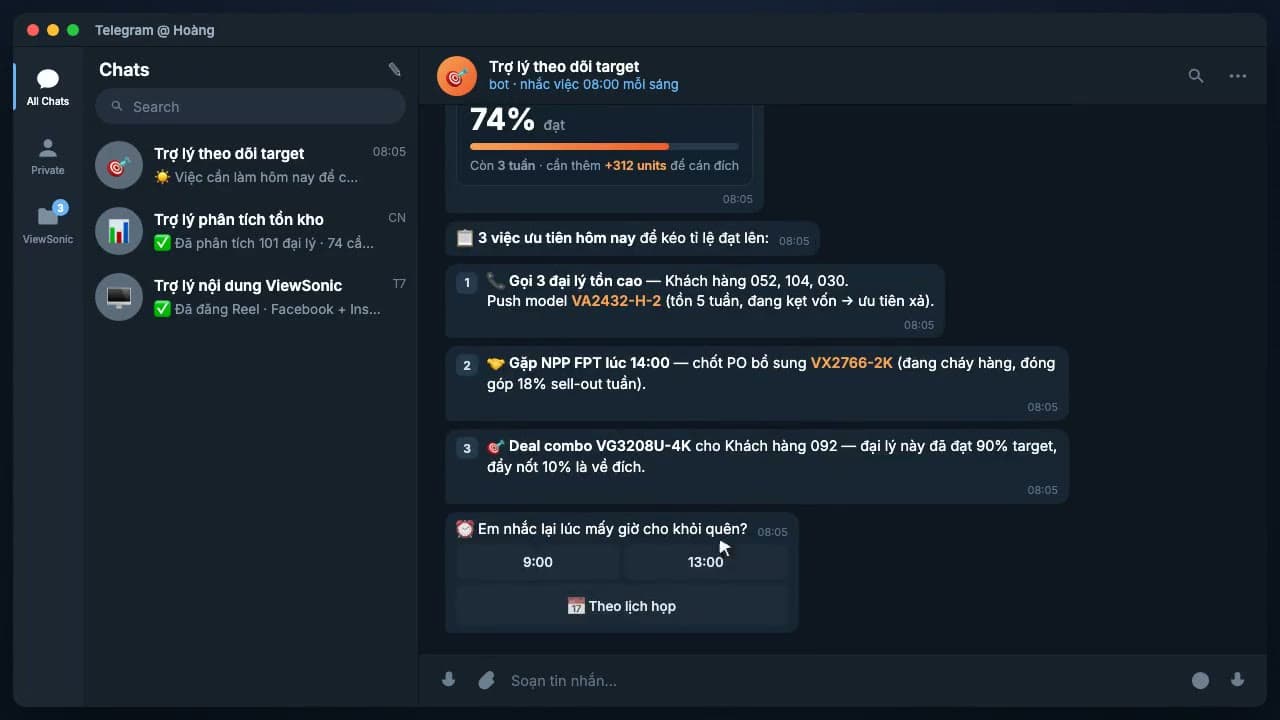 Bot nhắc việc — Telegram